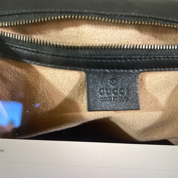 GUCCI BLK, Bk Pk with strap to wear on shoulder, Pearl bee clasp $3,150 now$1164 - Picture 3 of 5